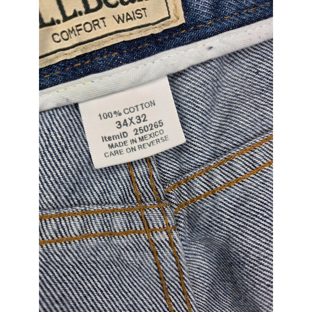 LL Bean Mens Double L Relaxed Straight Blue Denim Jeans 34x29 Medium Wash - Picture 7 of 8